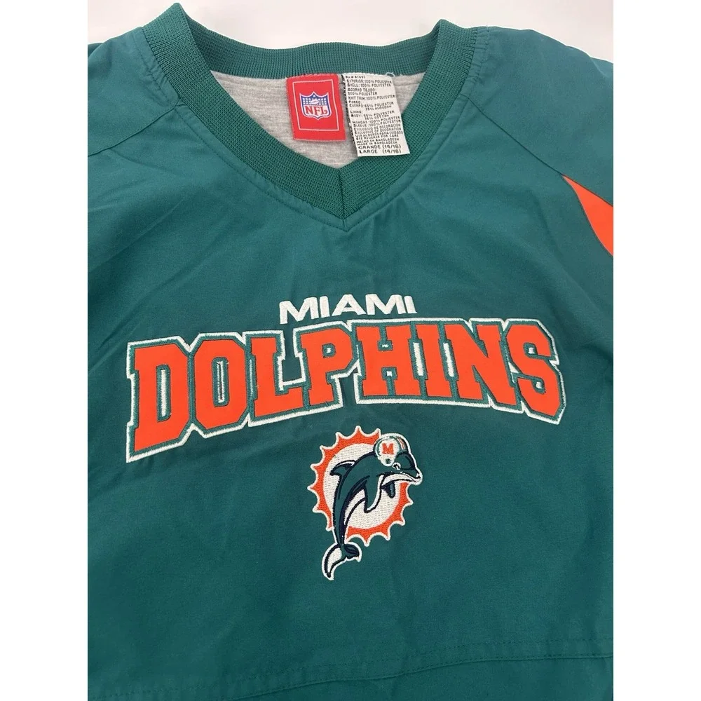 Vintage‎ Miami Dolphins LOGO Game Day Pullover Windbreaker Jacket  Youth L 14/16